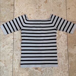 EUC Massimo Dutti Boatneck Marinière Navy White Striped Knit Top Sweater